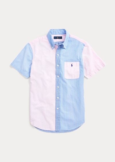 Camisa Polo Ralph Lauren Hombre Rosas / Azules - Classic Fit Seersucker - WBCKD7158